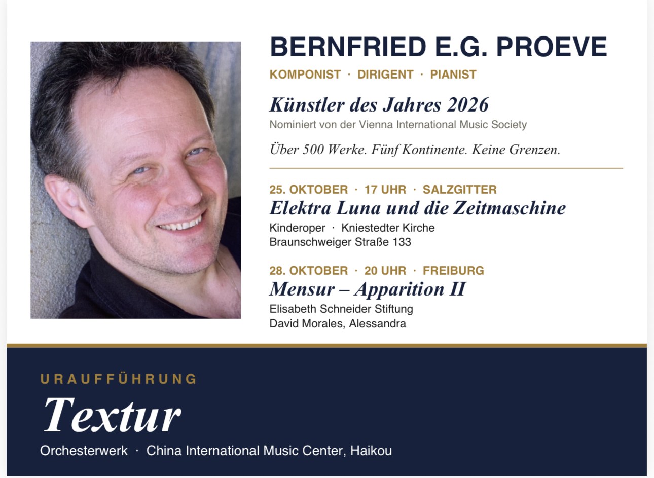 Aktuelle Termine und Ankündigungen von Bernfried E. G. Proeve